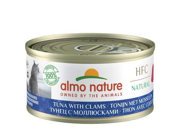 Almo Nature HFC Natural Cats - blikje - tonijn met schaal (24x70 gr)