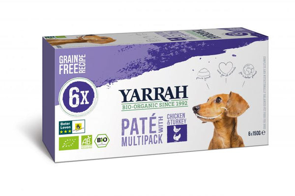 Yarrah bio multi-pack voor honden - kip & kalkoen (6x150gr)