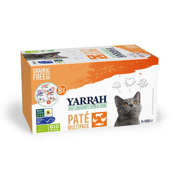 Yarrah bio multi-pack voor katten in 3 smaken (8x100gr)