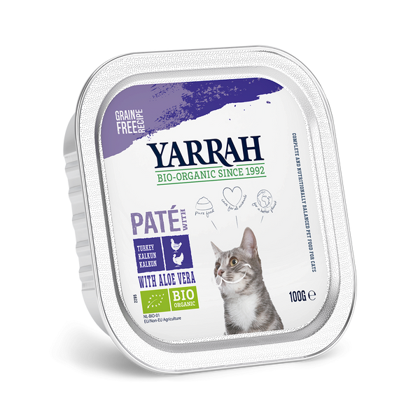 Biologische Yarrah paté voor katten - kalkoen en kip (100gr)