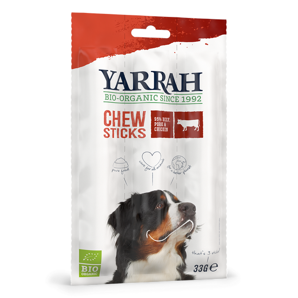 Yarrah biologische kauwstokken voor honden - rundvlees (33gr)