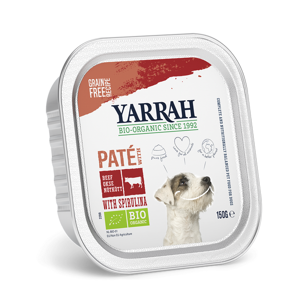 Biologische Yarrah paté voor honden - rundvlees en kip (150gr)