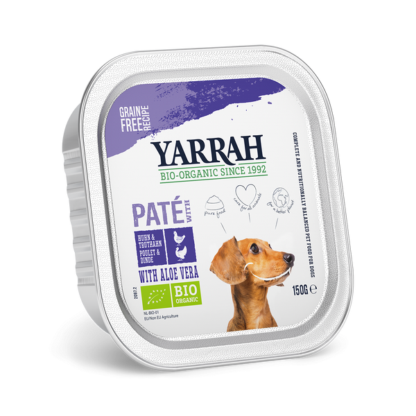 Biologische Yarrah Pate voor Honden - Kalkoen en Kip (150gr)