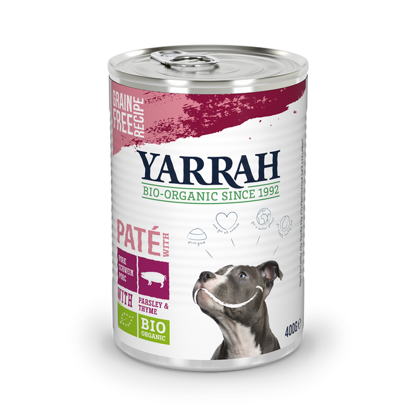 Biologische Yarrah Pâté voor honden - varkensvlees (400gr)